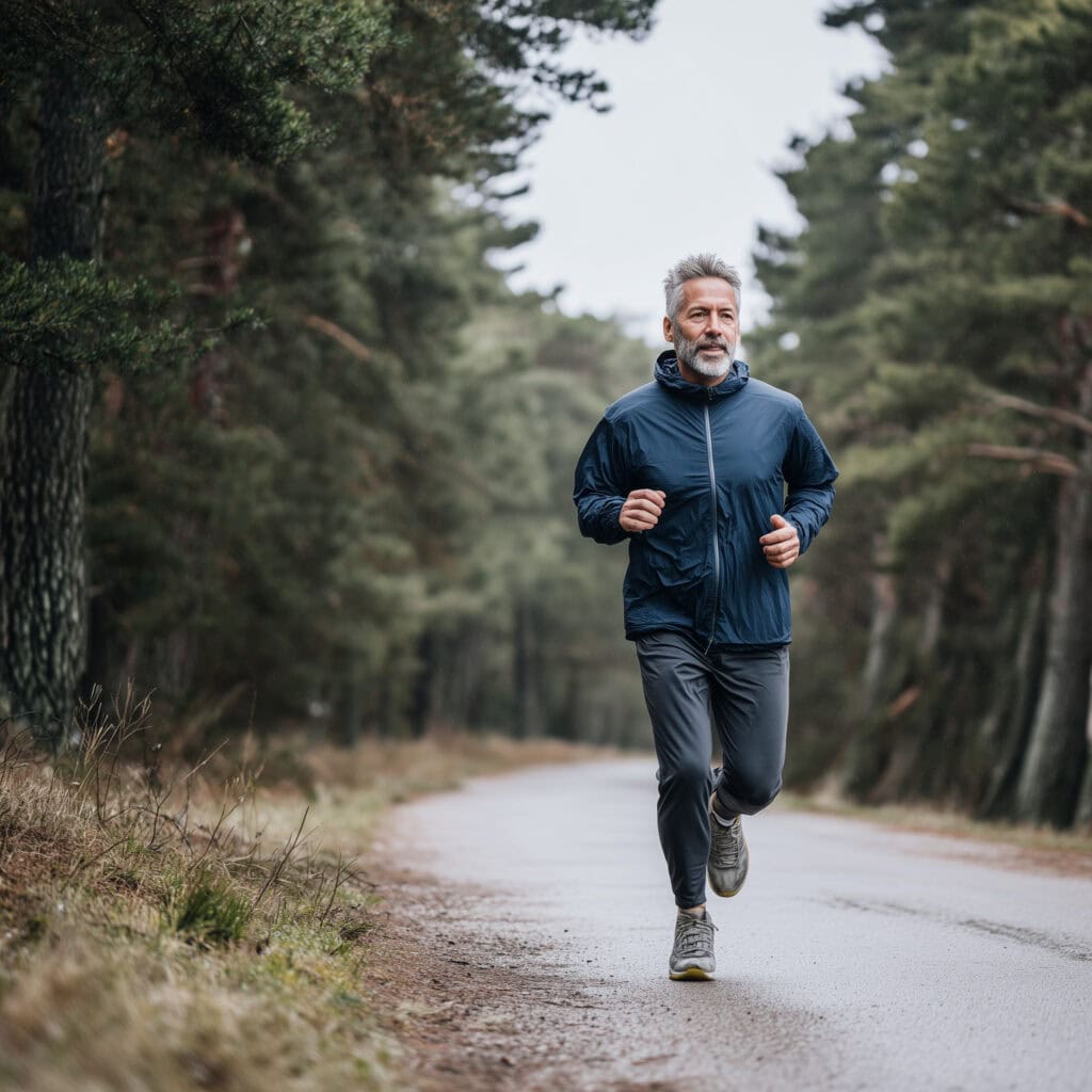 Active man jogging after starting testosterone replacement therapy