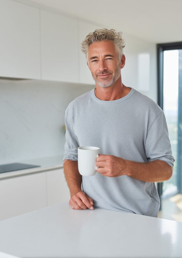 Man with improved skin texture from GHK-Cu skin cream