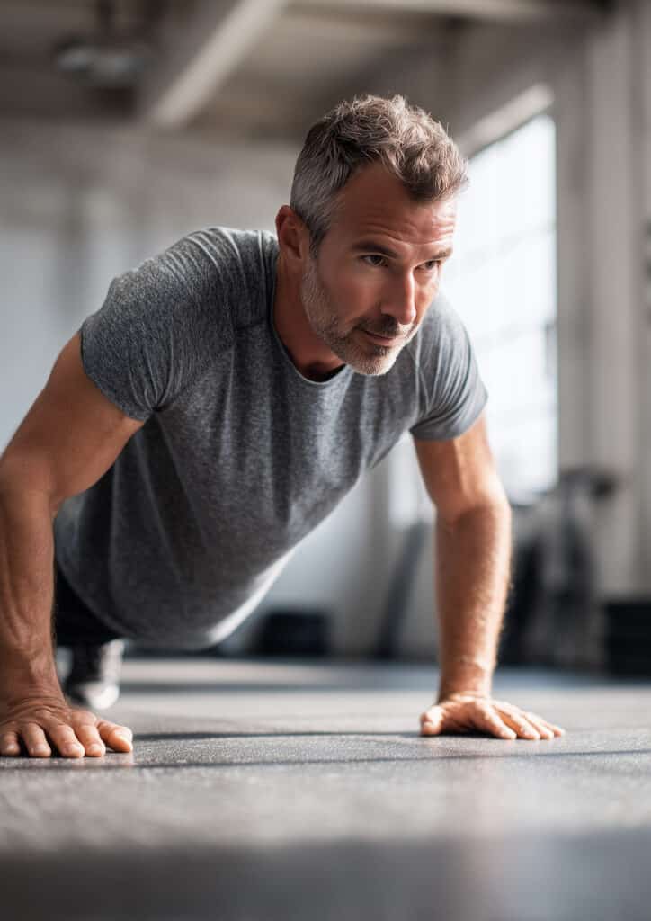 Man building strength with enclomiphene for men hormone optimization