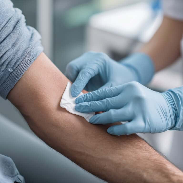Patient getting bloodwork at local lab