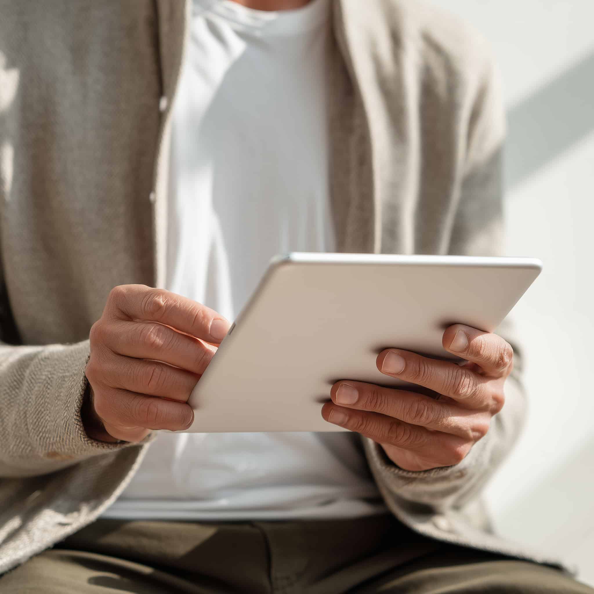 close up of 35 50 year old mans hands holding a tablet with a ae5df45e c1af 4249 b97c ac1ed1ef7050 0 1