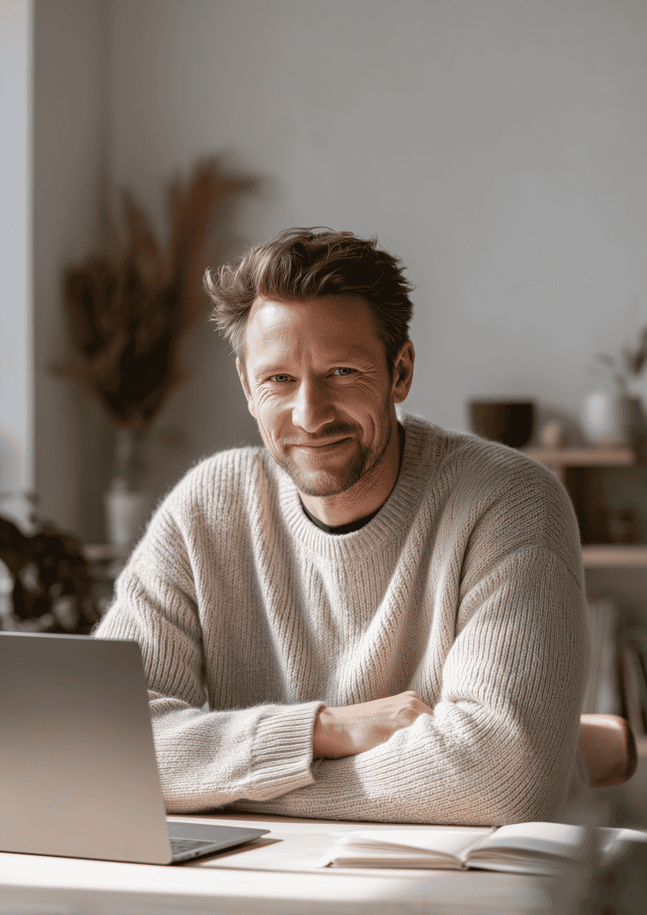 Man with improved hair density from GHK-Cu hair growth treatment