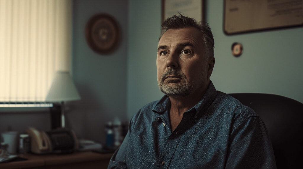 Cinematic a slightly overweight 55 year old man