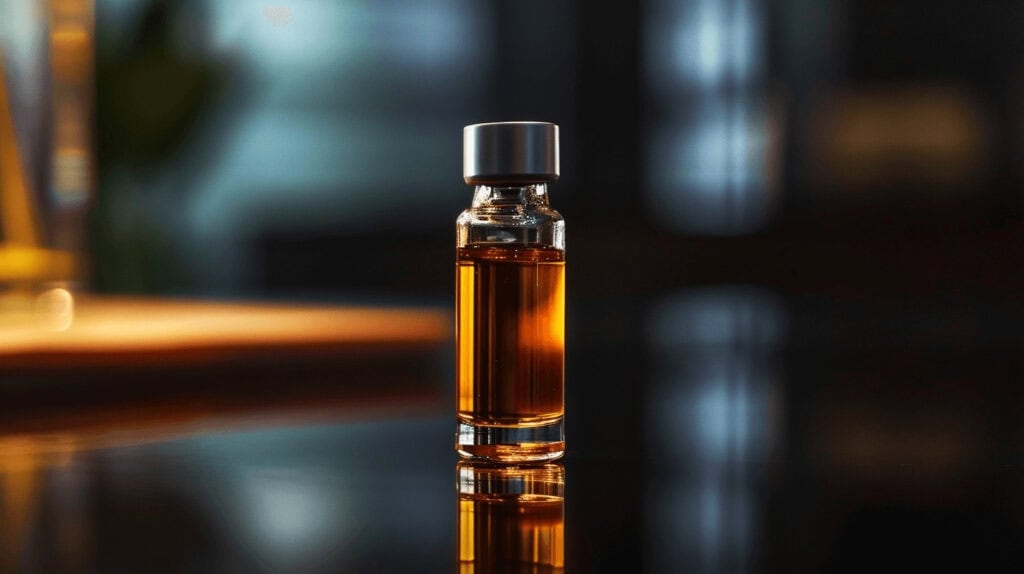 Cinematic product photography a testosterone vial