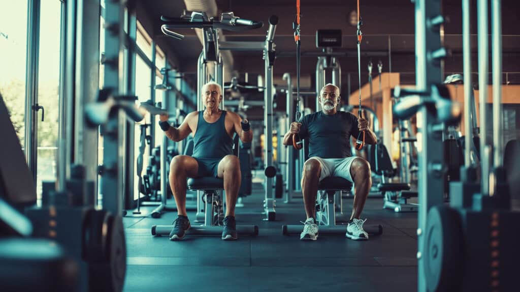 photo two elderly man in the gym working out wide a c51483c6 9eaf 43f7 97c2 7bc39a028f53
